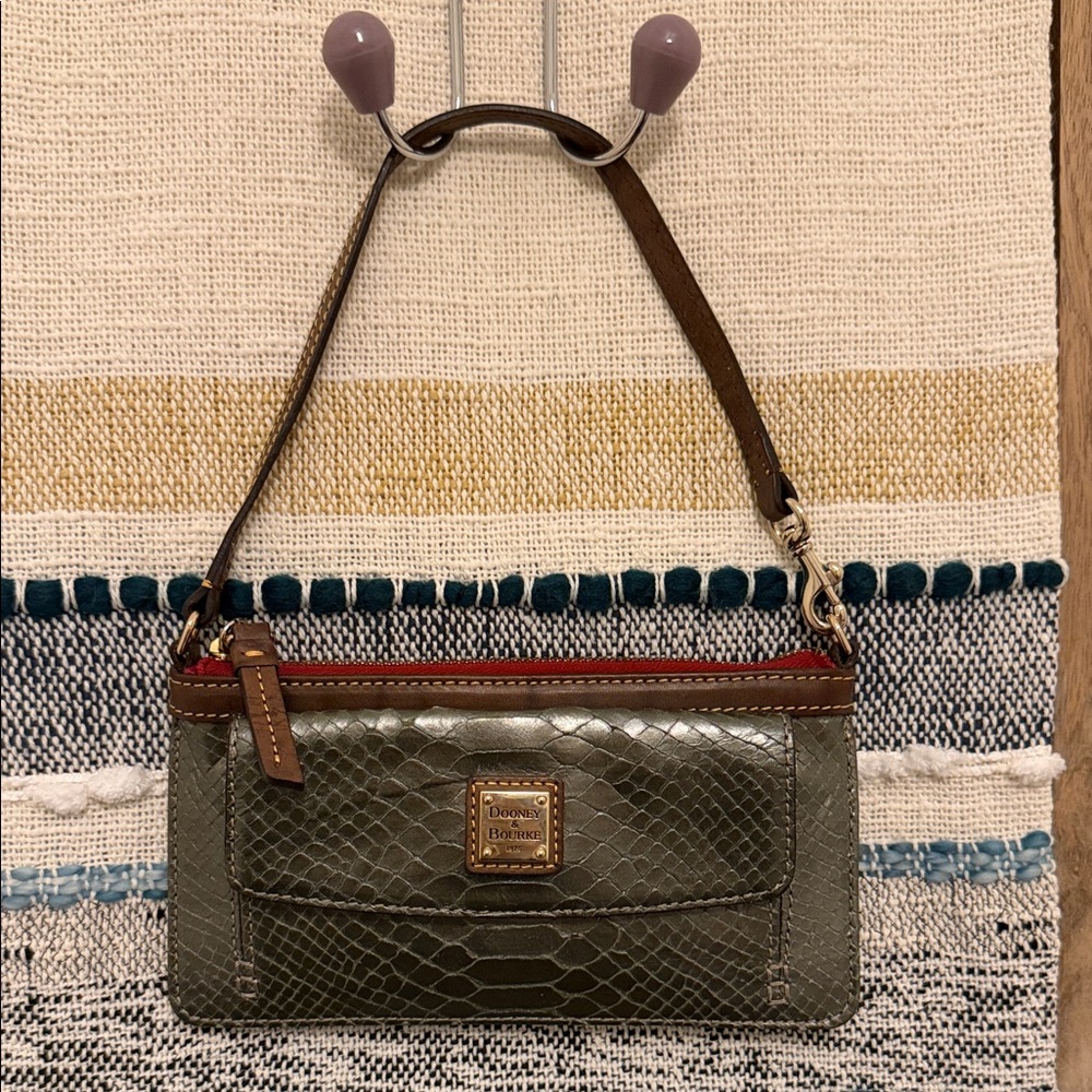 Dooney & Bourke Olive Snake Print Wristlet